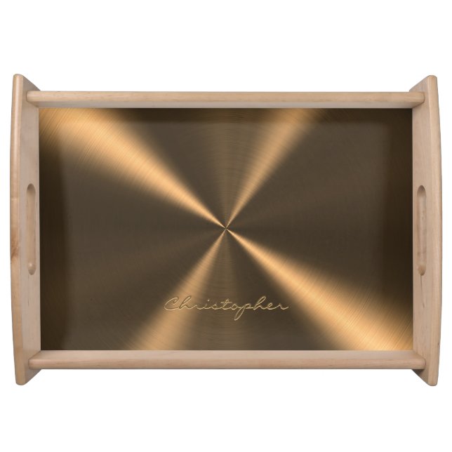 Personalized Bronze Metallic Radial Texture Serving Tray (Front)