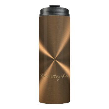 Personalized Bronze Metallic Radial Texture Thermal Tumbler by electrosky at Zazzle