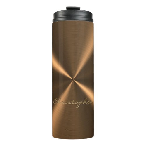 Personalized Bronze Metallic Radial Texture Thermal Tumbler