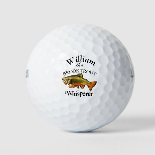 Personalized Brook Trout Whisperer Fisherman Golf Balls