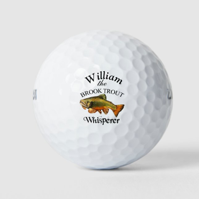 Personalized Brook Trout Whisperer Fisherman Golf Balls (Front)