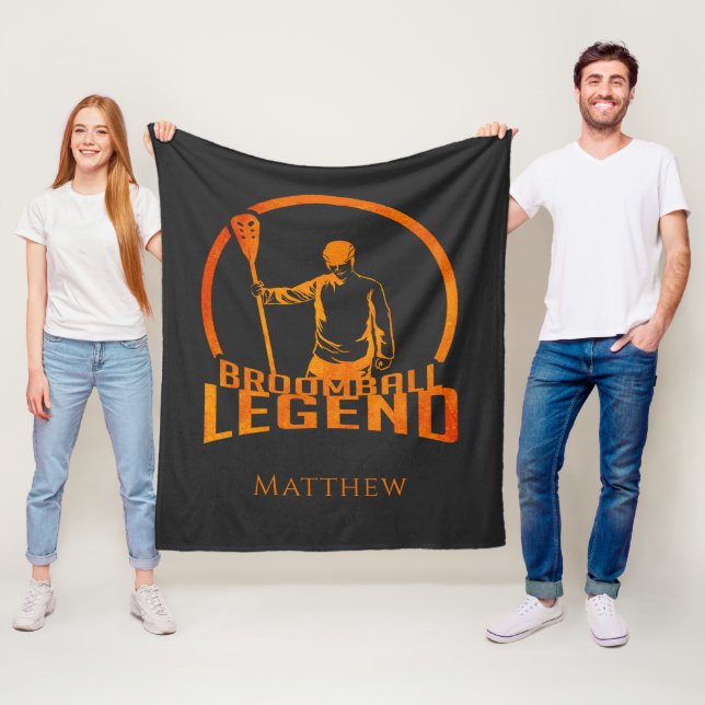 Personalized Broomball Legend Cute Sports Fleece Blanket (In Situ)