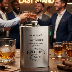 Personalized Brother By Choice Best Man Flask