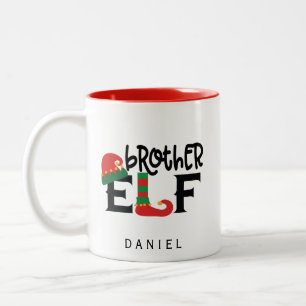 Personalized Brother Elf Two-Tone Coffee Mug