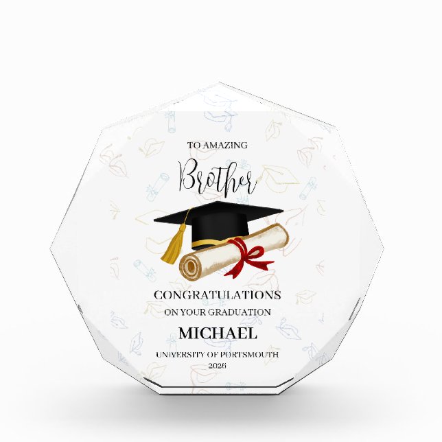 Personalized Brother Graduation Keepsake Name Year Acrylic Award (Front)