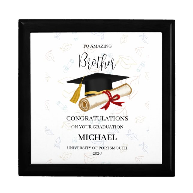 Personalized Brother Graduation Keepsake Name Year Gift Box (Front)