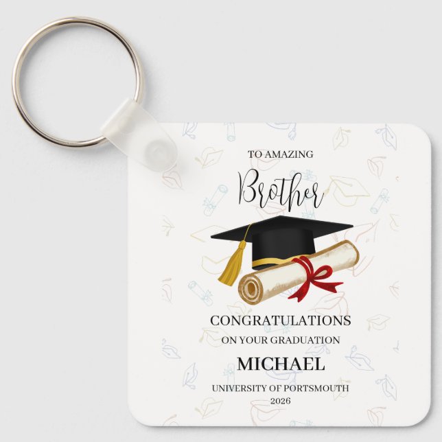 Personalized Brother Graduation Keepsake Name Year Keychain (Front)