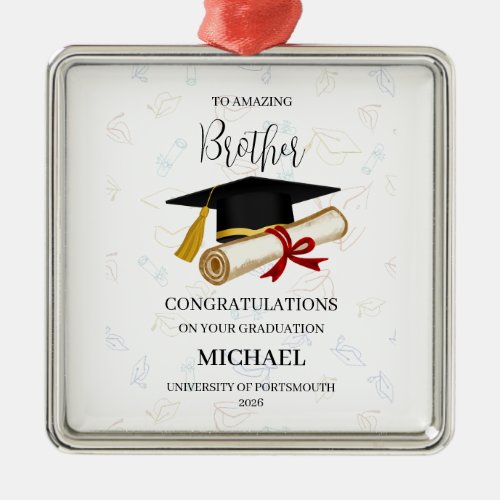 Personalized Brother Graduation Keepsake Name Year Metal Ornament