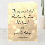 Personalized Brother In Law Birthday Card<br><div class="desc">Stylish personalized Birthday Greeting Card for Brother In Law</div>