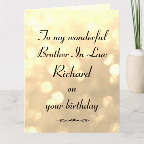 Personalized Brother In Law Birthday Card