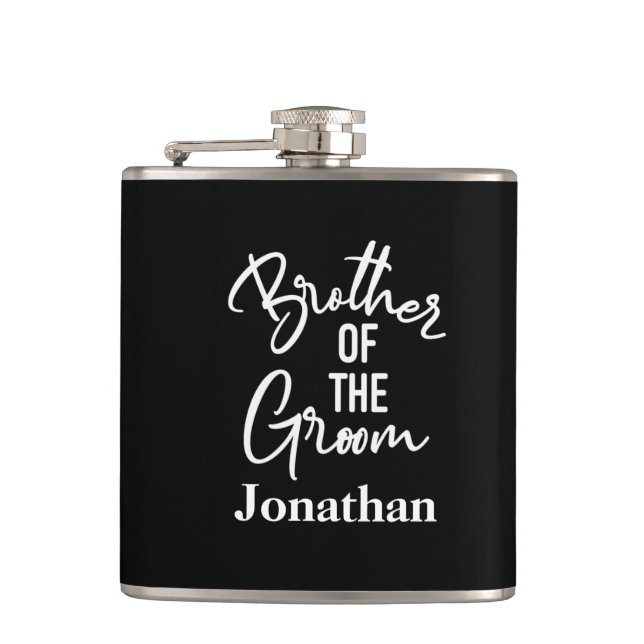 Personalized Brother of the Groom  Wedding Flask (Front)