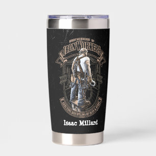 Personalized Brotherhood Of Ironworkers Christmas Insulated Tumbler
