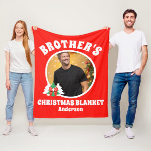 Personalized Brother's Photo Christmas Fleece Blanket