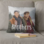 Personalized Brothers' Photo Keepsake Throw Pillow<br><div class="desc">This adorable, personalized photo pillow is a charming way to remind your brother of the special bond you share. Just upload a picture, customize the text, and choose a unique color scheme. It's the ideal gift for Christmas or birthdays—or any day you want to let him know how much he...</div>