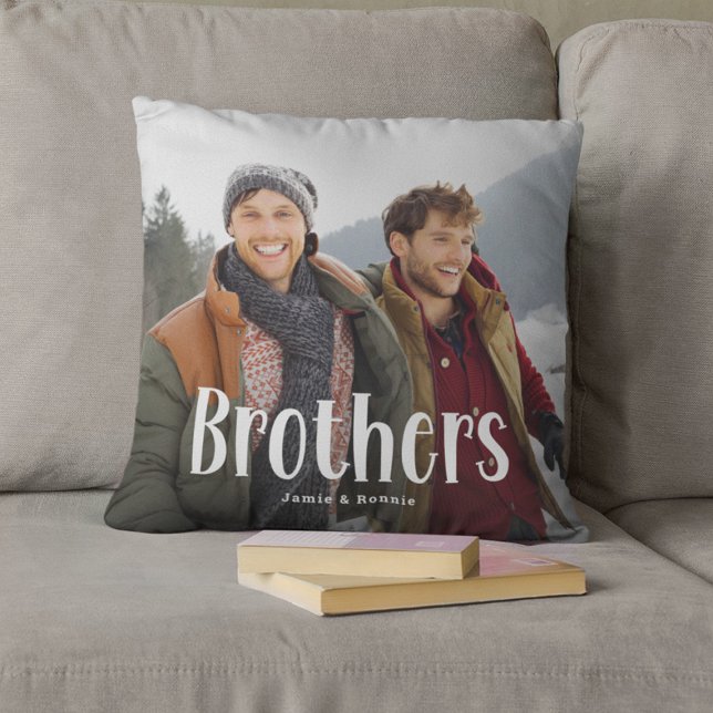 Personalized Brothers' Photo Keepsake Throw Pillow (Creator Uploaded)