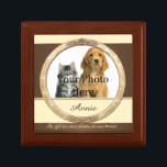 Personalized Brown and Beige Pet Memorial Jewelry Box<br><div class="desc">Remember your beloved furry friend any time of the year with this elegant pet memorial keepsake box. Personalize it with your photo, name, and sentiments of your choice. Click on "Customize it" to change your photo size and placing or to change font colors or styles. Makes a thoughtful gift for...</div>