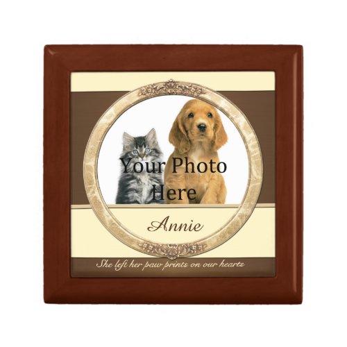 Personalized Brown and Beige Pet Memorial Jewelry Box
