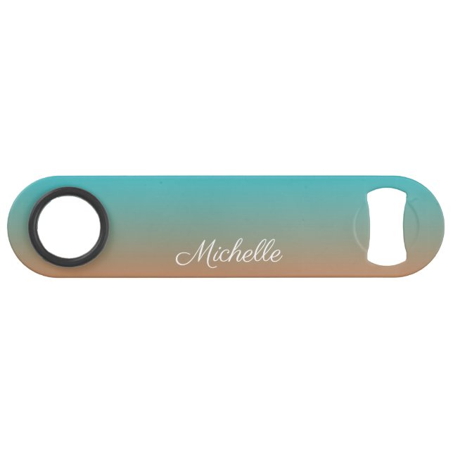 Personalized brown and blue ombre bar key (Front (Horizontal))