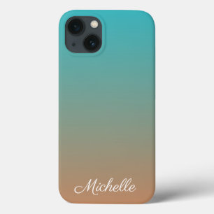 Personalized brown and blue ombre Case-Mate iPhone 13 Case