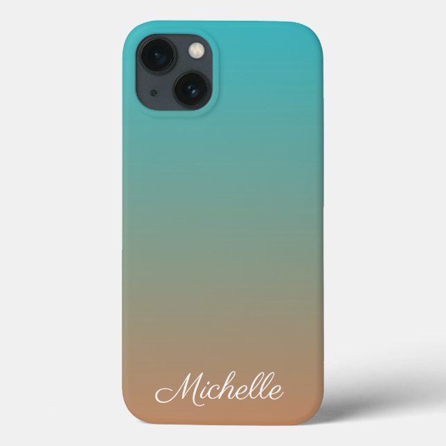 Personalized brown and blue ombre Case-Mate iPhone Case (Back)