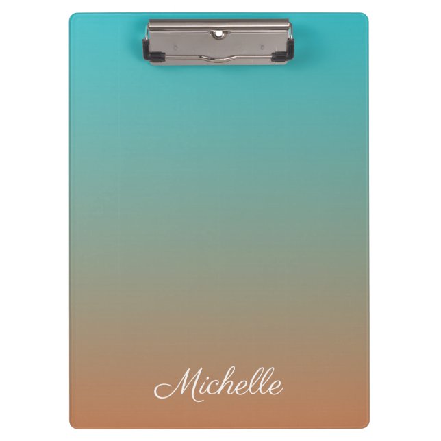 Personalized brown and blue ombre clipboard (Front)
