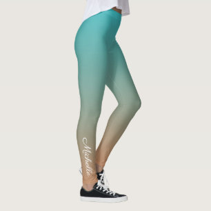 Personalized brown and blue ombre leggings