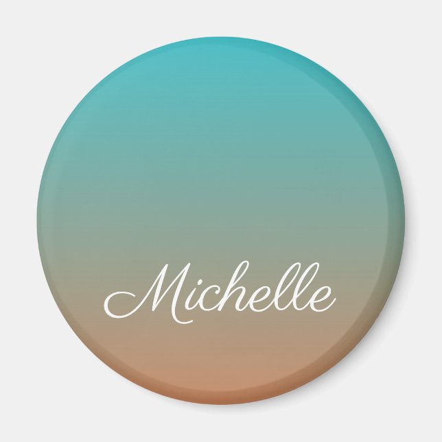 Personalized brown and blue ombre magnet (Front)