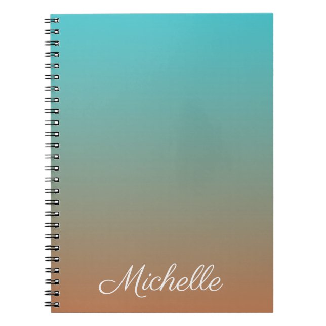 Personalized brown and blue ombre notebook (Front)