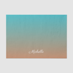 Personalized brown and blue ombre tissue paper