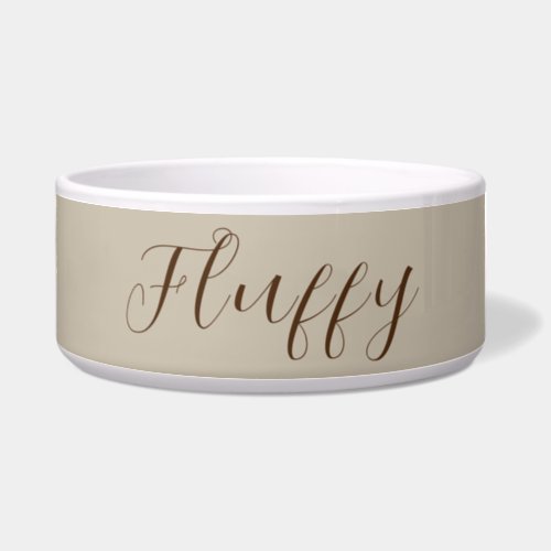 Personalized Brown and Cream Tone Pet Bowl