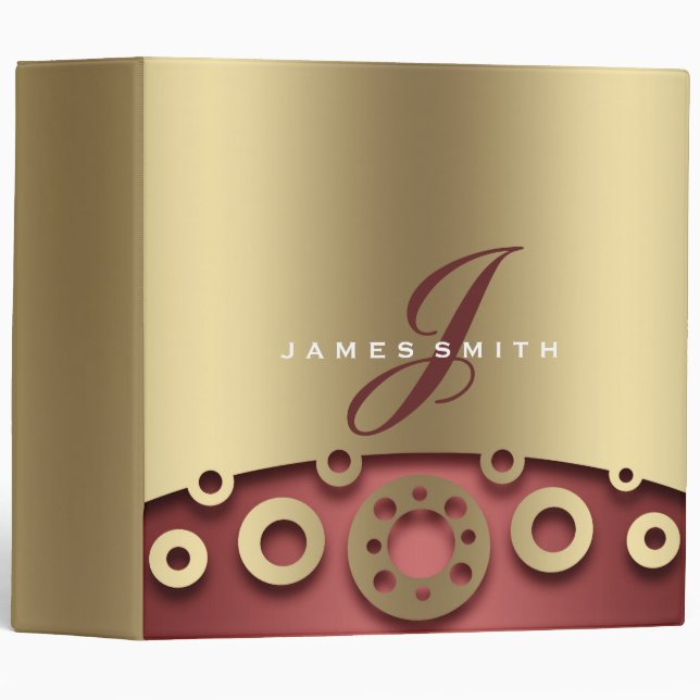 Personalized Brown and Gold Faux Confetti Glitter 3 Ring Binder (Front/Spine)