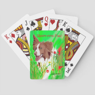 Personalized Brown and White Border Collie  Poker Cards