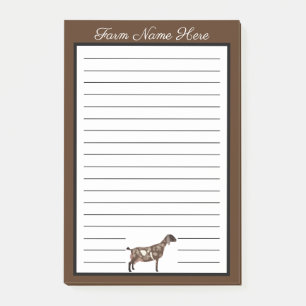 Personalized Brown and White Nubian Dairy Goat Post-it Notes