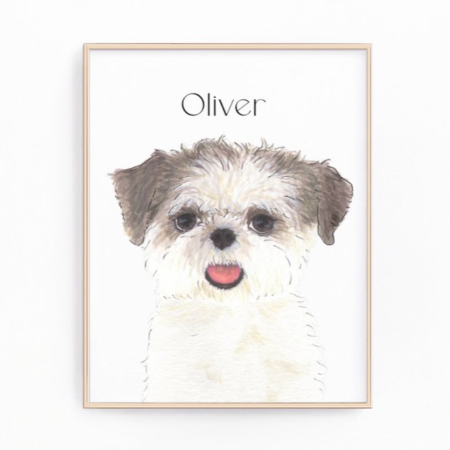 Personalized Brown and White Shih Tzu Art Photo Print (Creator Uploaded)