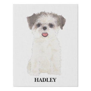 Personalized Brown and White Shih Tzu Faux Canvas Print