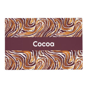 Personalized Brown and White Swirls Dog Food Mat