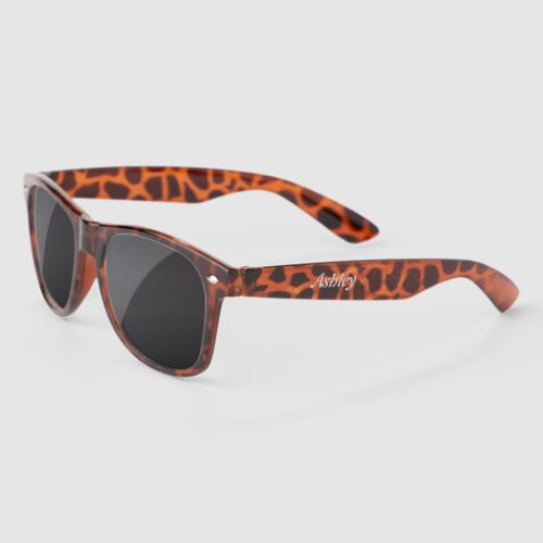 Personalized brown animal print  dark lense sunglasses