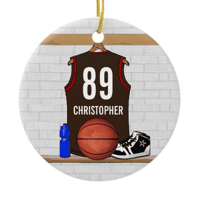 Personalized brown Basketball Jersey Ornaments