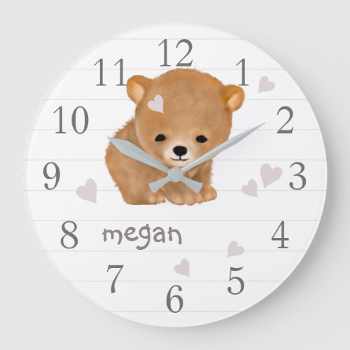 Personalized Brown Bear Cub Wall Clock