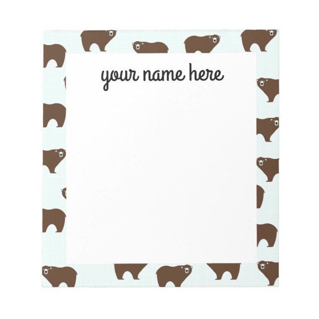 Personalized Brown Bear Kids Notepad (Front)