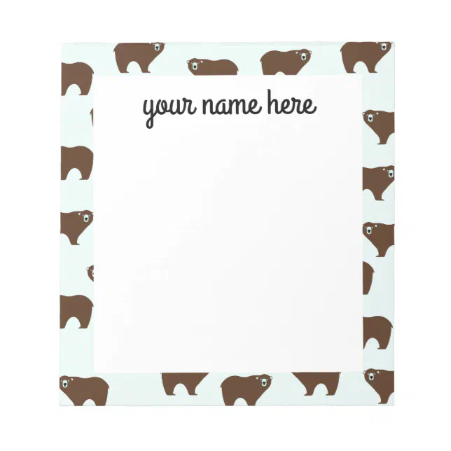 Personalized Brown Bear Kids Notepad | Zazzle
