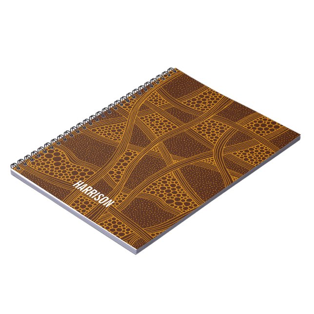 Personalized Brown &Beige Abstract Pattern Notebook (Left Side)