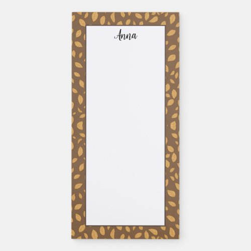 Personalized Brown Beige Leaves Magnetic Notepad