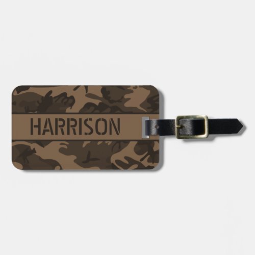 Personalized Brown Camo Luggage Tag