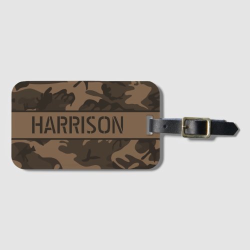 Personalized Brown Camo Luggage Tag