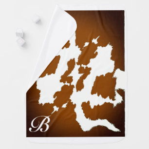 Personalized Brown Cow Print Baby Blanket