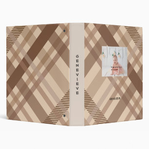 Personalized Brown Cross Stripes 3 Ring Binder