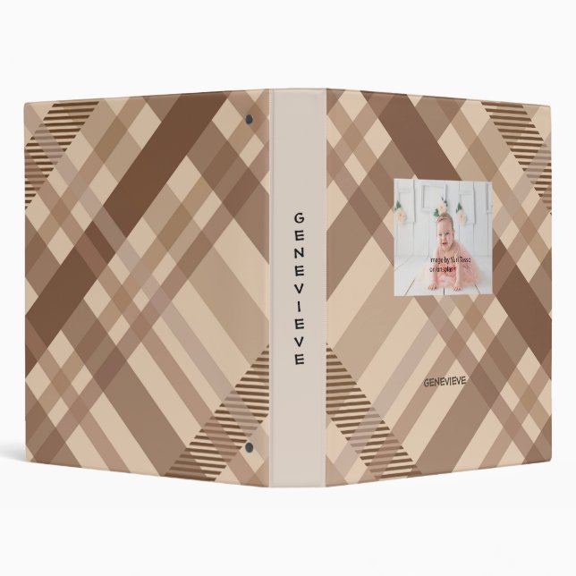 Personalized Brown Cross Stripes 3 Ring Binder (Background)