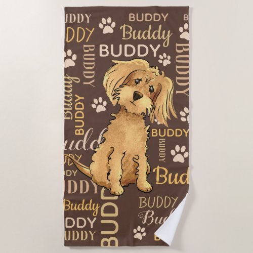 Personalized Brown Dog Beach Towel