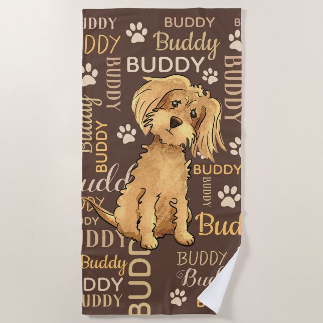 Personalized Brown Dog Beach Towel (Front)